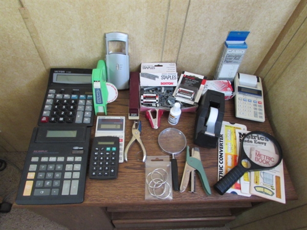 PRINTER/MEDIA STAND W/SIDE STORAGE & OFFICE/DESK SUPPLIES