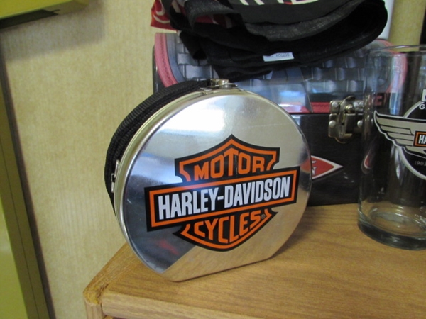 HARLEY DAVIDSON MUG, GLASSES, TINS & MORE