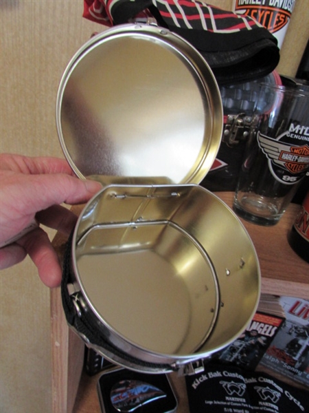 HARLEY DAVIDSON MUG, GLASSES, TINS & MORE