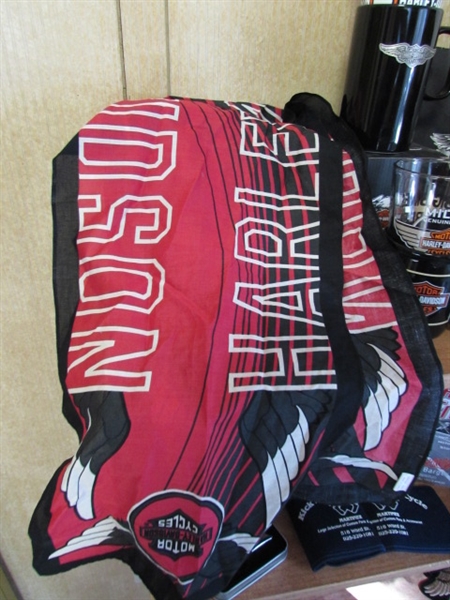 HARLEY DAVIDSON MUG, GLASSES, TINS & MORE