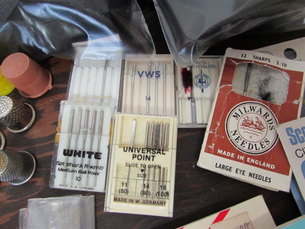 LARGE ASSORTMENT OF SEWING SUPPLIES & TOOLS