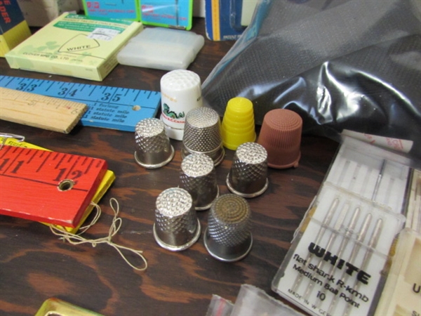 LARGE ASSORTMENT OF SEWING SUPPLIES & TOOLS