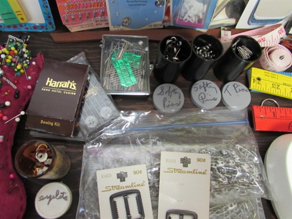 LARGE ASSORTMENT OF SEWING SUPPLIES & TOOLS