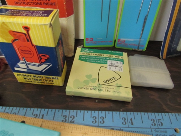 LARGE ASSORTMENT OF SEWING SUPPLIES & TOOLS