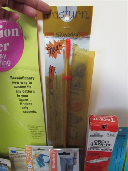 LARGE ASSORTMENT OF SEWING SUPPLIES & TOOLS