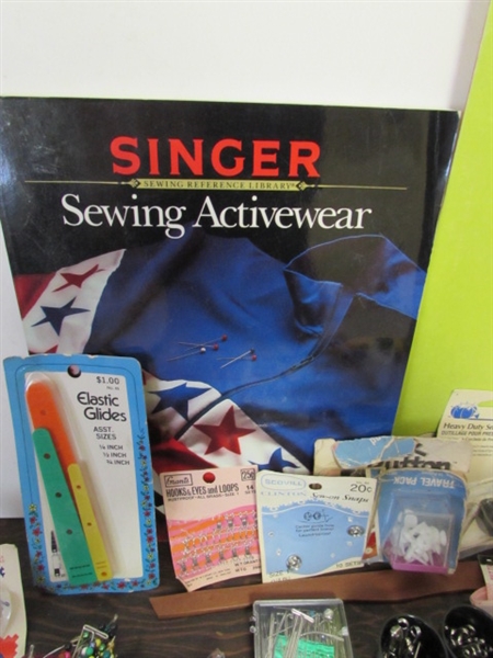 LARGE ASSORTMENT OF SEWING SUPPLIES & TOOLS