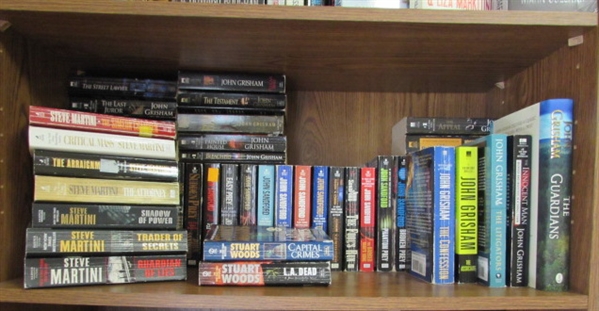FICTION NOVEL COLLECTION - JOHN GRISHAM, STUART WOODS, JOHN SANDFORD & STEVE MARTINI