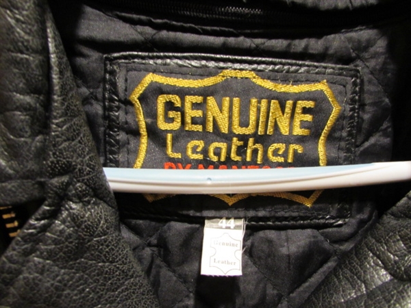 MEN'S LEATHER BIKER JACKET W/REMOVABLE LINING - SIZE LARGE