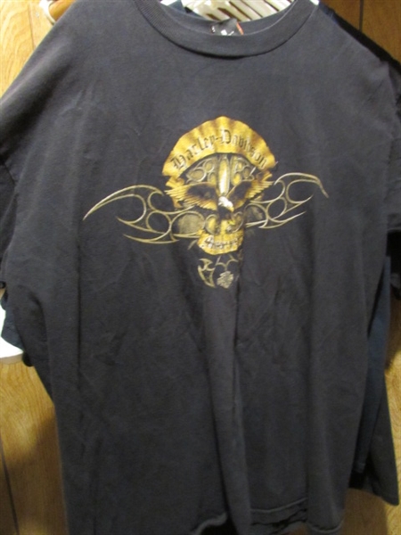 ASSORTED HARLEY DAVIDSON/MC THEMED T-SHIRTS - SIZE LARGE