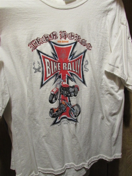 ASSORTED HARLEY DAVIDSON/MC THEMED T-SHIRTS - SIZE LARGE