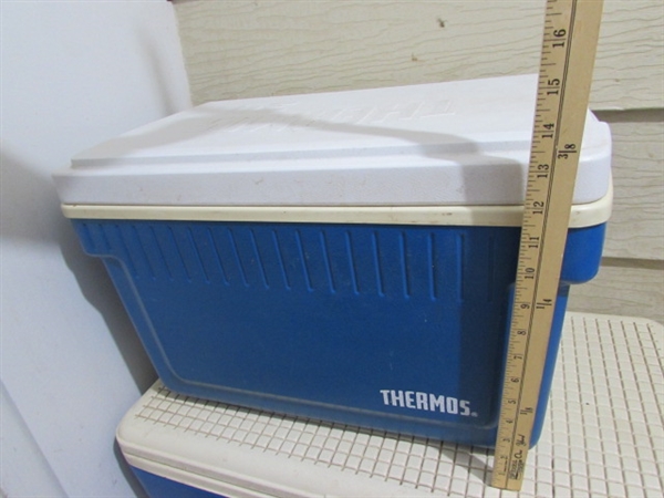 BLUE ICE CHESTS AND PLAYMATE COOLER