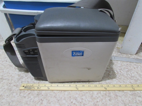ICE CHEST, INSULATED THERMOS & 12-VOLT ELECTRIC COOLER