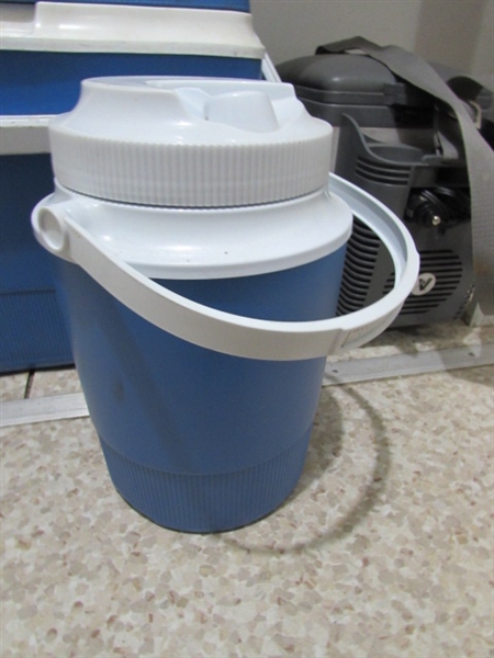 ICE CHEST, INSULATED THERMOS & 12-VOLT ELECTRIC COOLER