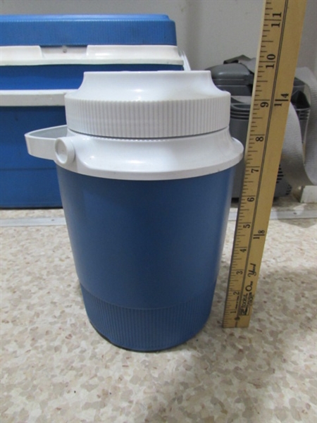 ICE CHEST, INSULATED THERMOS & 12-VOLT ELECTRIC COOLER