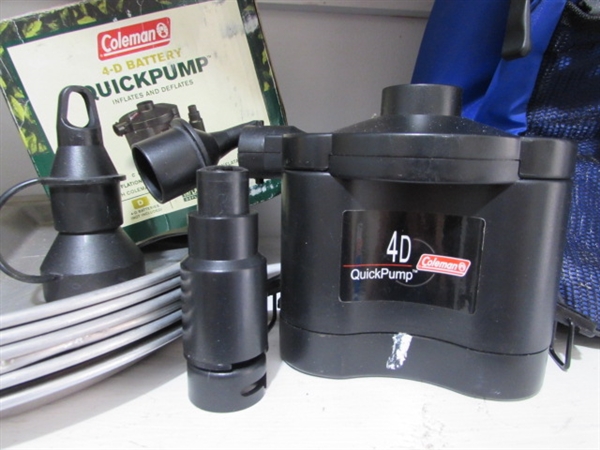 SOFT SIDED COOLER (MISSING STRAP) ALUMINUM CAMPING PLATES, ENAMELWARE MUGS & MORE