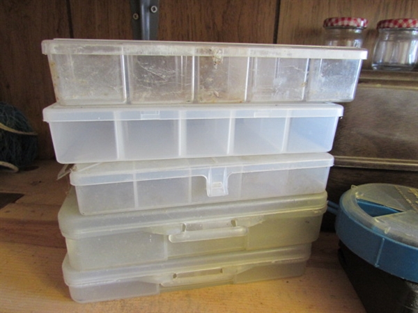 ASSORTED STORAGE CONTAINERS - TACKLE BOXES