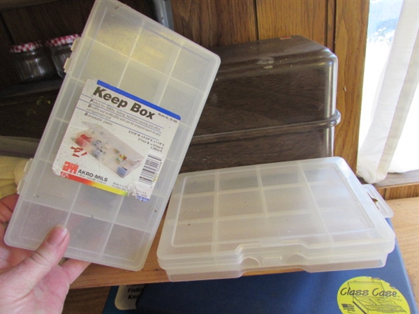 ASSORTED STORAGE CONTAINERS - TACKLE BOXES