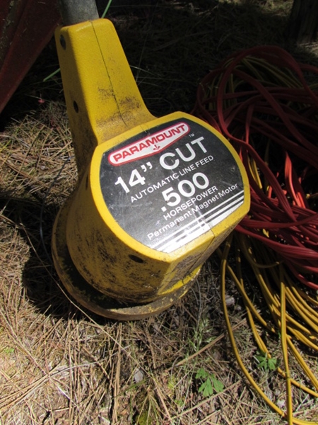 2 GAS POWERED & 1 ELECTRIC STRING TRIMMERS & EXTENSION CORDS