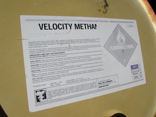 4 55-GALLON DRUMS (EMPTY) & 1 STAND