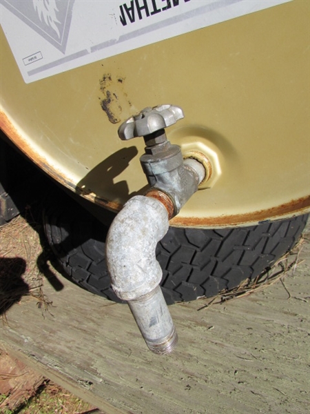 4 55-GALLON DRUMS (EMPTY) & 1 STAND