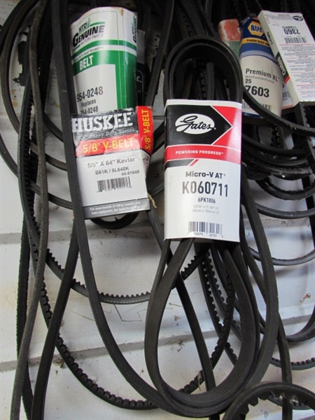 LARGE SELECTION OF AUTOMOTIVE BELTS - NEW & USED