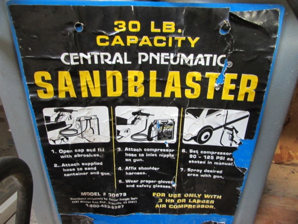 PORTABLE SANDBLASTER, SAND & COVER CLOTH