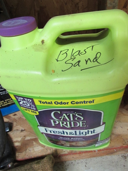 PORTABLE SANDBLASTER, SAND & COVER CLOTH