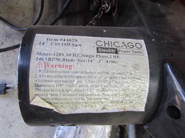 CHICAGO ELECTRIC 14 CUT-OFF SAW W/EXTRA WHEEL