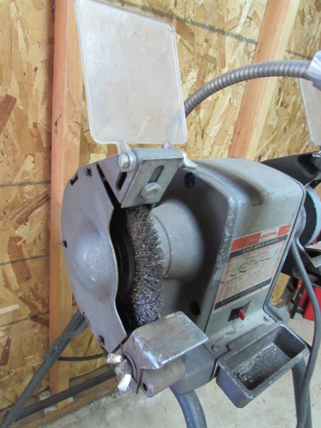 CRAFTSMAN 1/2 HP BENCH GRINDER ON STAND W/EXTRA WHEELS