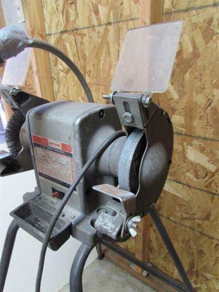 CRAFTSMAN 1/2 HP BENCH GRINDER ON STAND W/EXTRA WHEELS