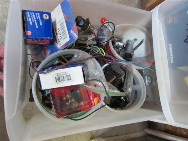 3-DRAWER STORAGE W/CONTENTS - LIGHTS, BULBS, ELECTRICAL, ETC