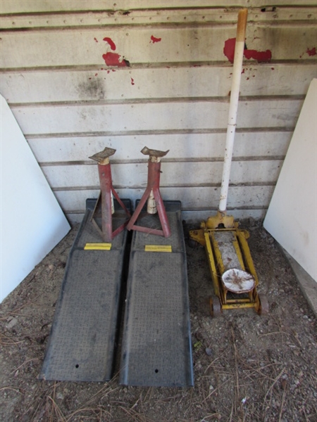 PLASTIC CAR RAMPS, FLOOR JACK & JACK STANDS