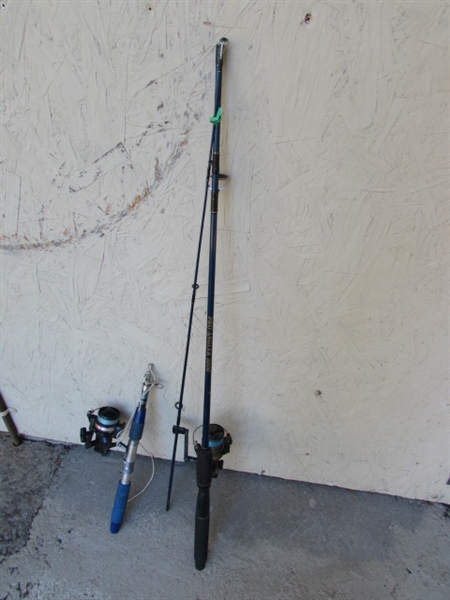FISHING POLES/REELS, NETS & BASKET