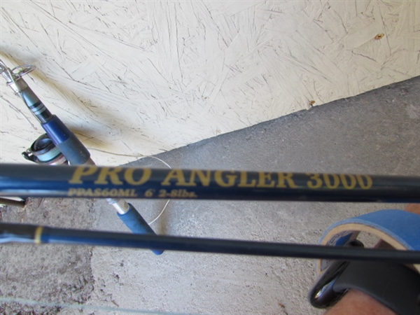 FISHING POLES/REELS, NETS & BASKET