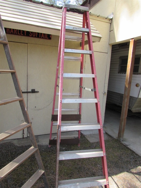 8' WOOD & FIBERGLASS A-FRAME LADDERS