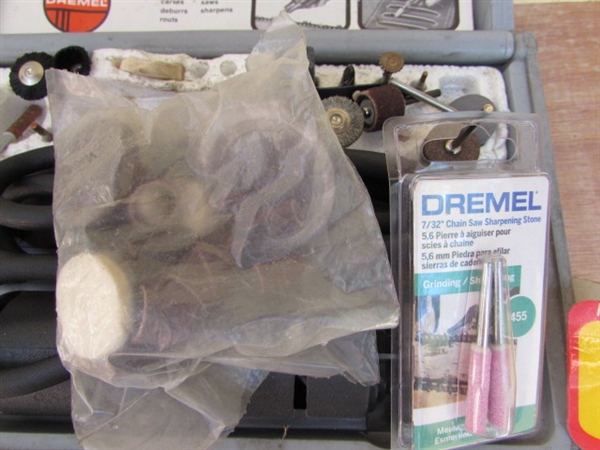 DREMEL TOOL & ACCESSORIES, ELECTRIC ENGRAVER & BLACK & DECKER FLEX SHAFT W/ACCESSORIES