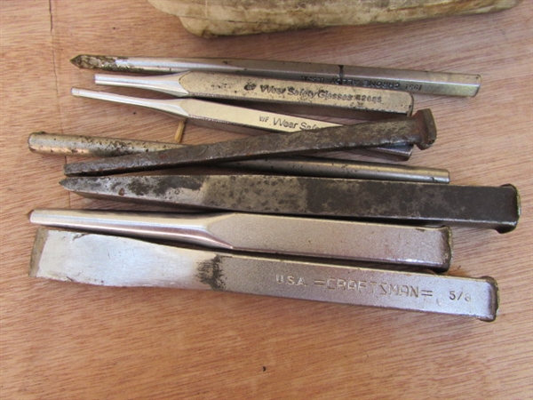 LARGE ASSORTMENT OF CHISELS & PUNCHES