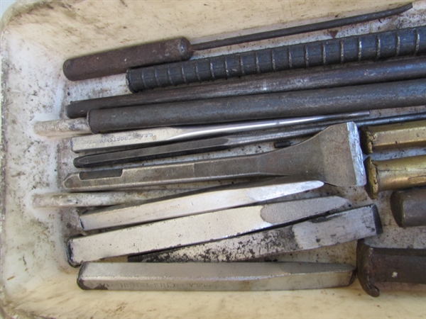 LARGE ASSORTMENT OF CHISELS & PUNCHES
