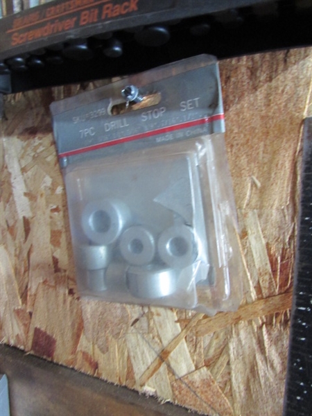 CONTENTS OF CORNER - TOOLS, STEREO, BINS, PADLOCKS & MORE