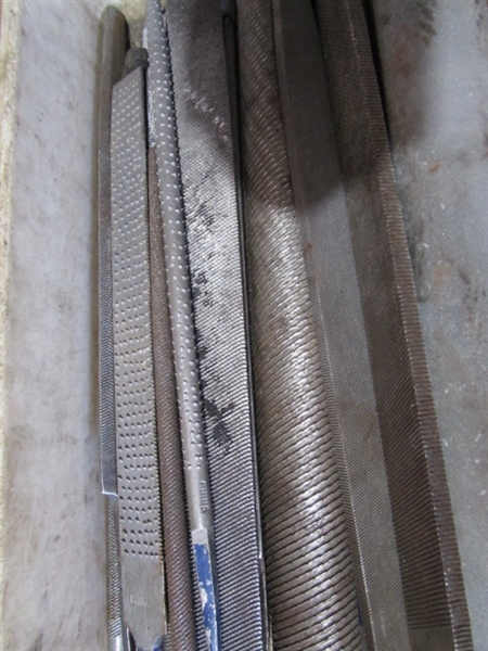 ASSORTED FILES, RASPS, TIRE IRONS & MORE