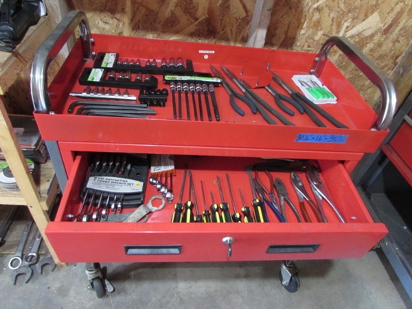 ROLLING SHOP CART W/DRAWER & TOOLS