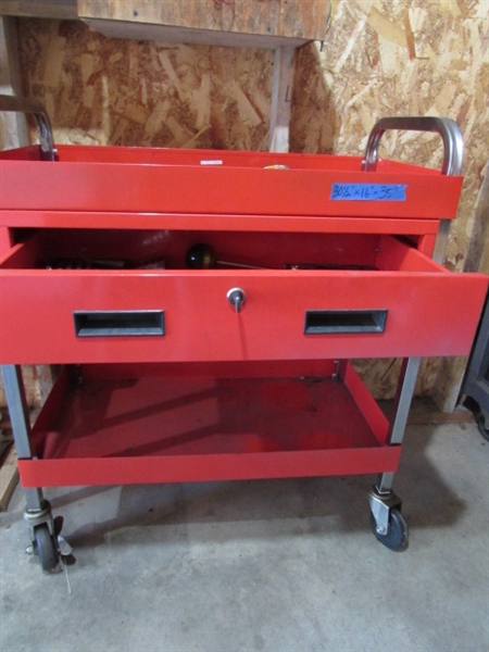 ROLLING SHOP CART W/DRAWER & TOOLS