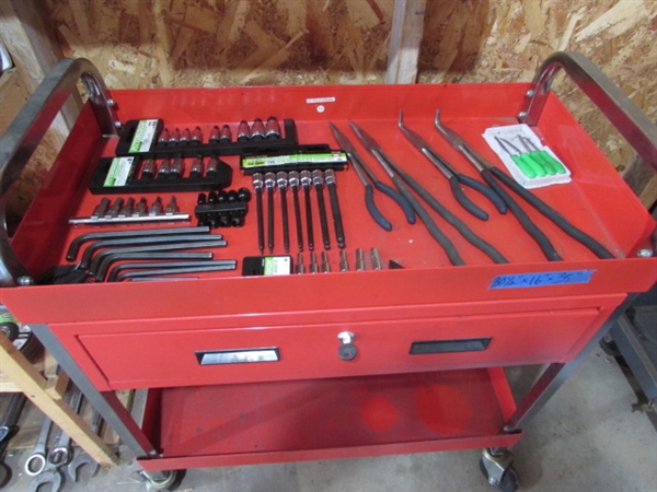 ROLLING SHOP CART W/DRAWER & TOOLS