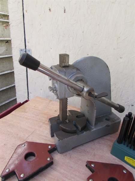 MANUAL SINGLE LEVERAGE ARBOR PRESS, WELDING MAGNETS & TRANSFER PUNCH SET