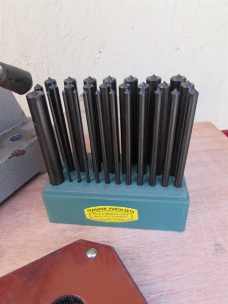 MANUAL SINGLE LEVERAGE ARBOR PRESS, WELDING MAGNETS & TRANSFER PUNCH SET