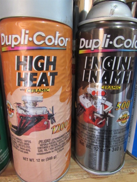LARGE ASSORTMENT OF SPRAY PAINT, TOUCH UP PAINT & MORE