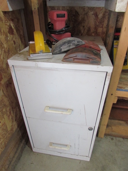 2-DRAWER FILING CABINET WITH SANDING SUPPLIES