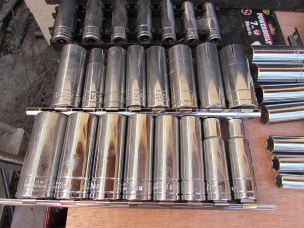 METAL TOOL BOX W/RATCHETS & SOCKET SETS