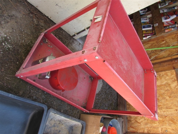 ROLLING SHOP CART W/DRAIN PANS, FUNNELS & MORE