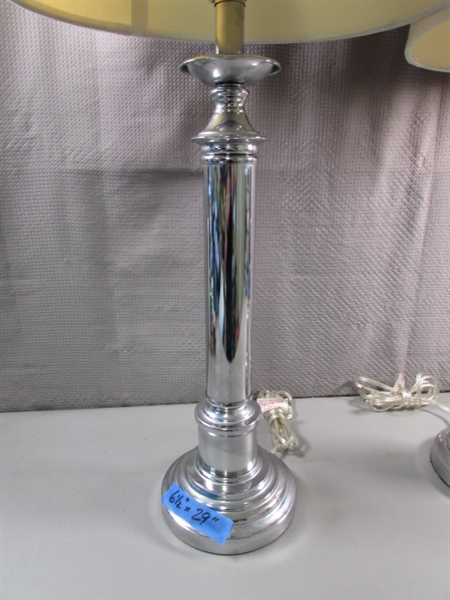 PAIR OF MODERN CHROME TABLE LAMPS